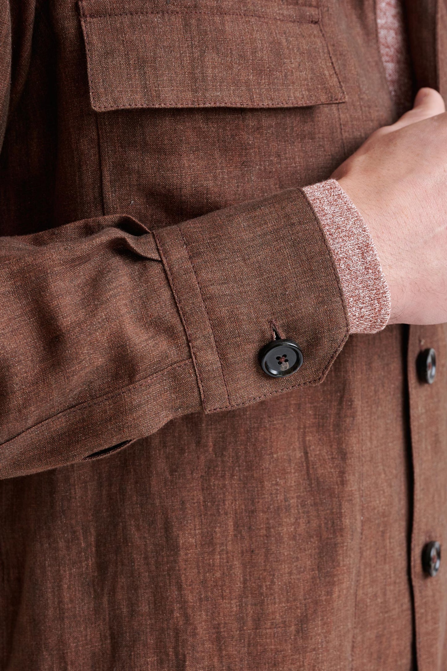 Brown Pure Linen Plymouth Shirt Jacket