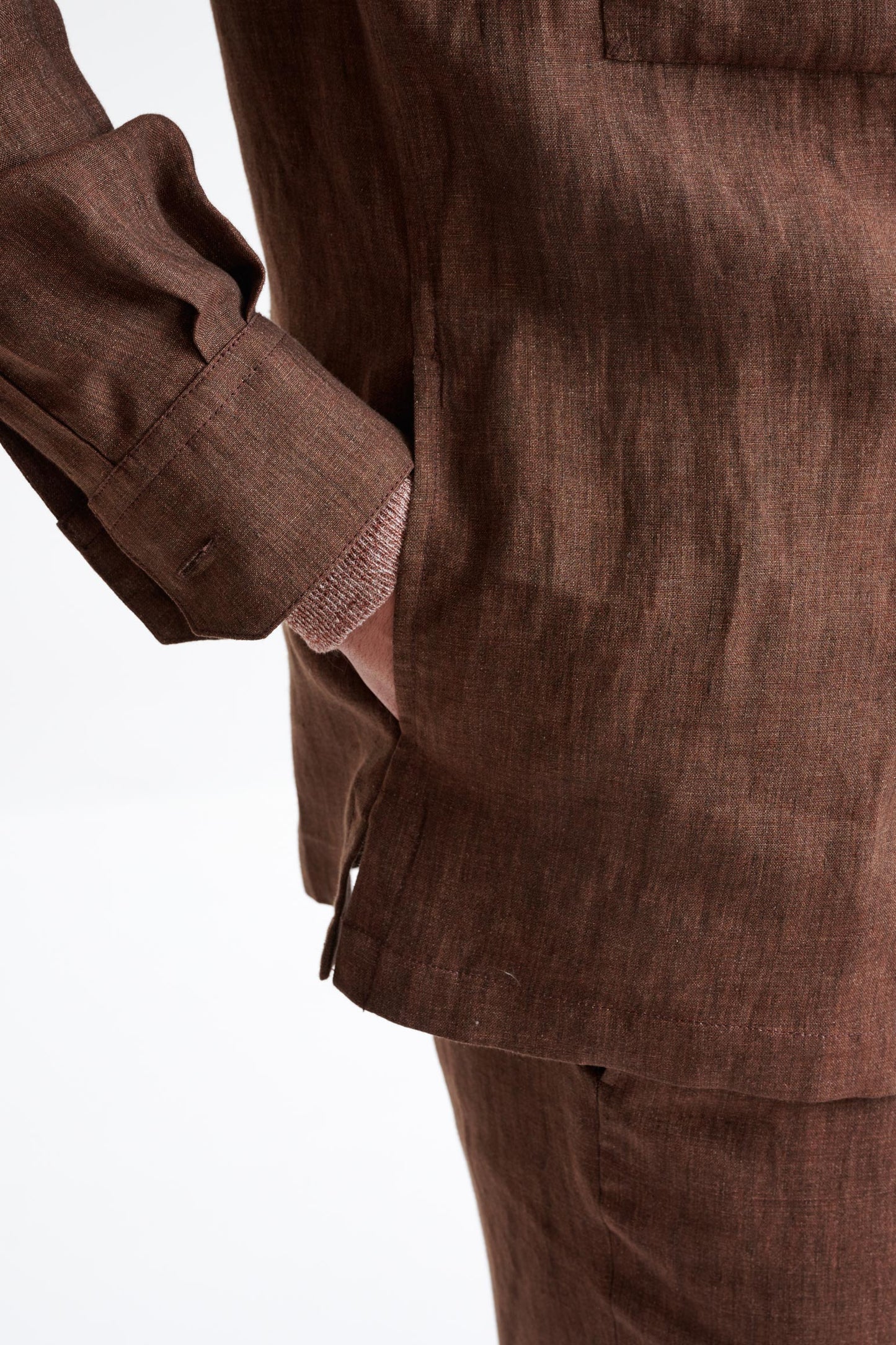 Brown Pure Linen Plymouth Shirt Jacket