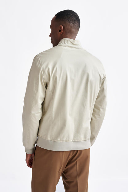 Beige Cashmere Cotton Warwick Bomber Jacket - Image 6