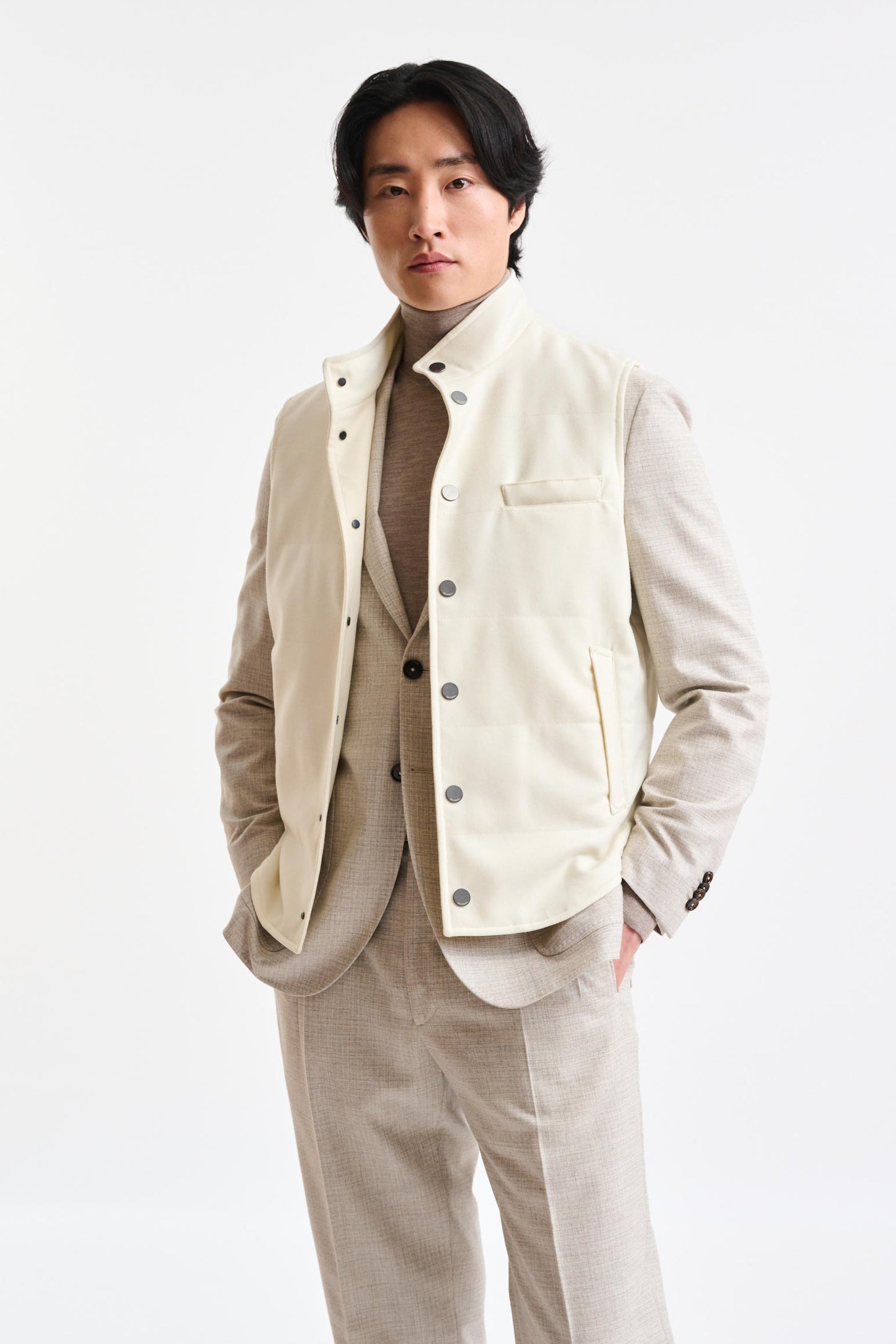 Light Beige Wool Keswick Waistcoat Flannel & Saxony - Image 1