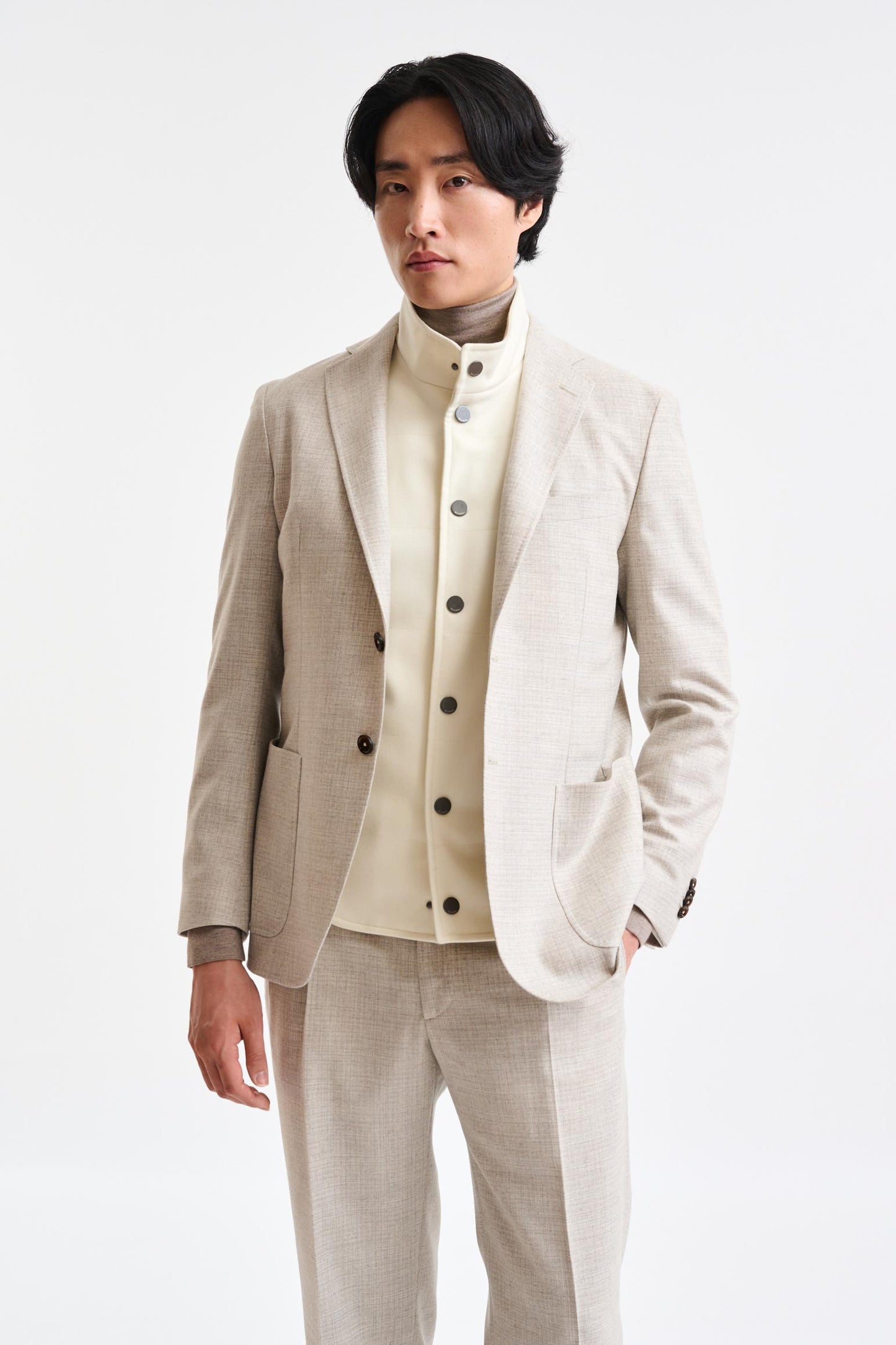 Light Beige Wool Keswick Waistcoat Flannel & Saxony - Image 4