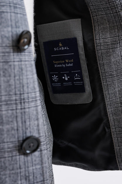 Check Grey Wool Troy Tech Jacket Hybrid - Image 7