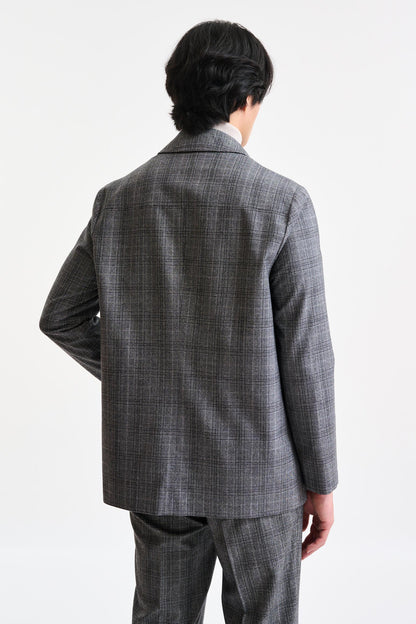 Check Grey Wool Troy Tech Jacket Hybrid - Image 8