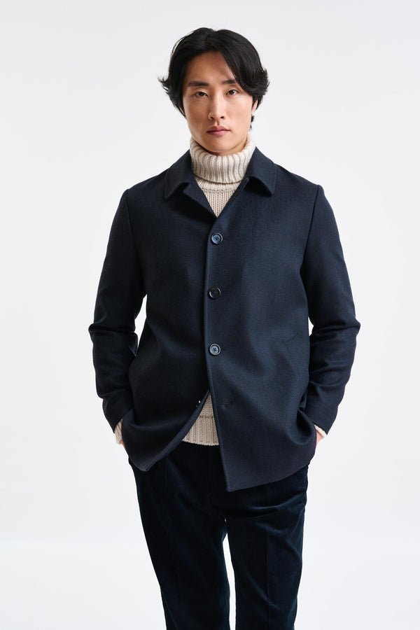 Dunkelblaue Jacke Aus 100% Wolle Von Troy Zeus