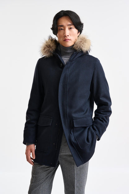 Dark Blue Wool Bedford Overcoat Zeus - Image 1