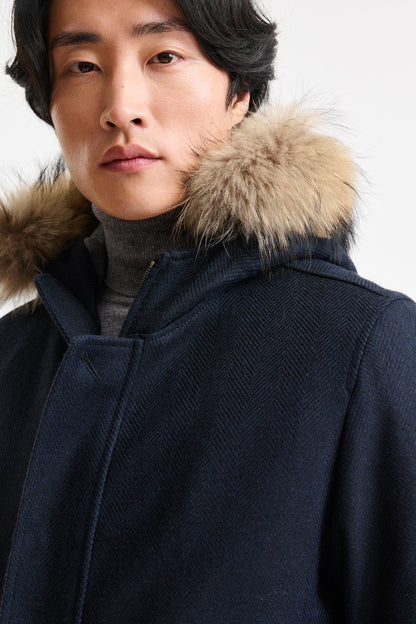 Dark Blue Wool Bedford Overcoat Zeus - Image 2