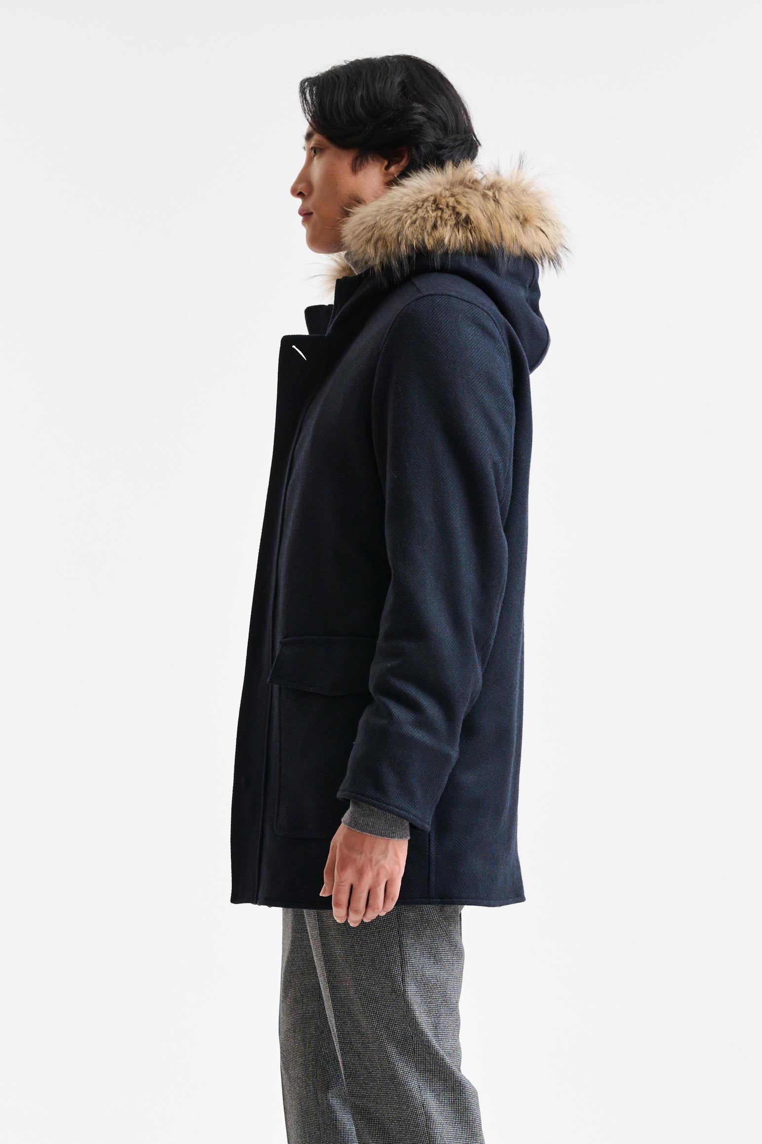 Dark Blue Wool Bedford Overcoat Zeus - Image 3