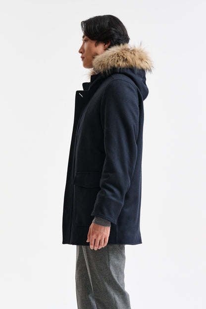 Dark Blue Wool Bedford Overcoat Zeus - Image 3