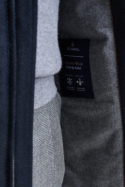 Dark Blue Wool Bedford Overcoat Zeus - Image 7