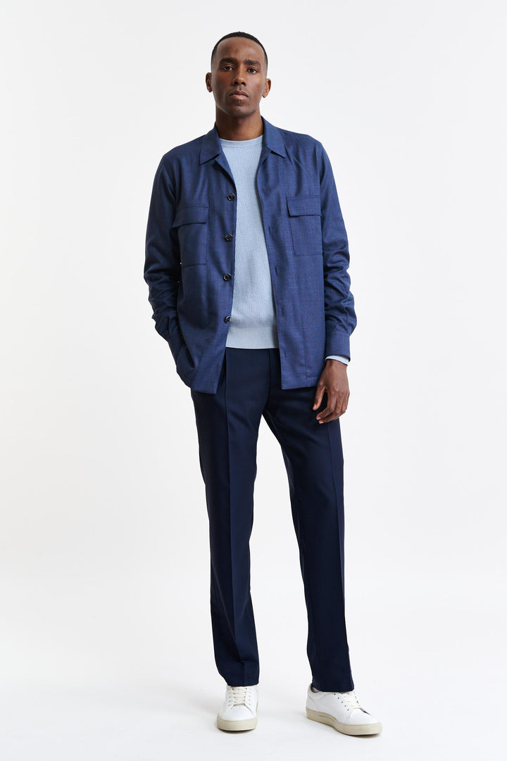 Medium Blue 100% Wool Plymouth Shirt Jacket Image Image 1