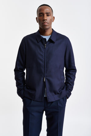 Dark Blue 100% Wool Warwick Bomber Jacket Harmony