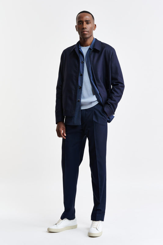 Dark Blue 100% Wool Warwick Bomber Jacket Harmony Image 2