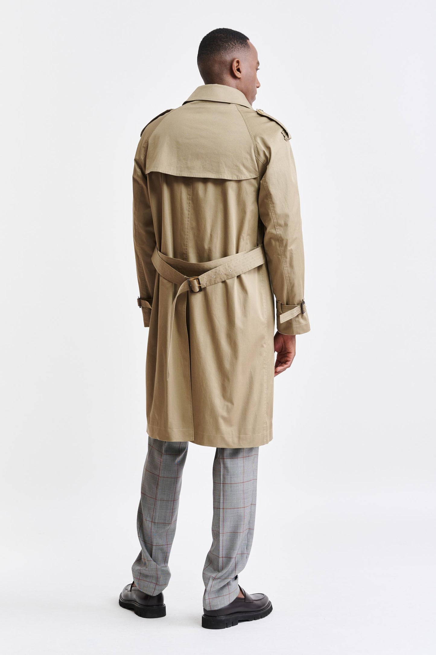 Medium Brown Cotton Marlow Trench Coat Cashmere Cotton