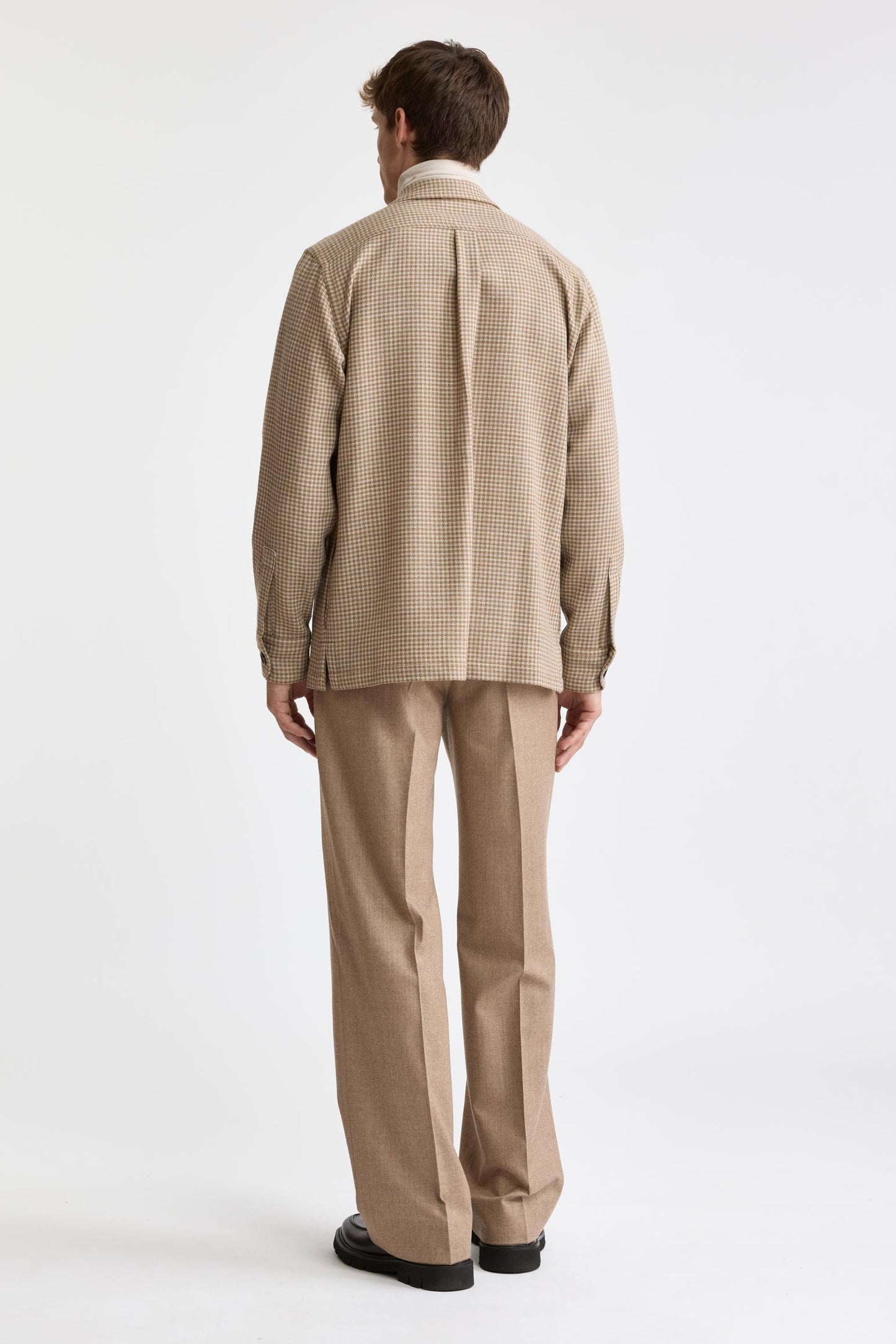 Hellkariert, beige, 100 % Wolle, Plymouth-Overshirt „Mistral“