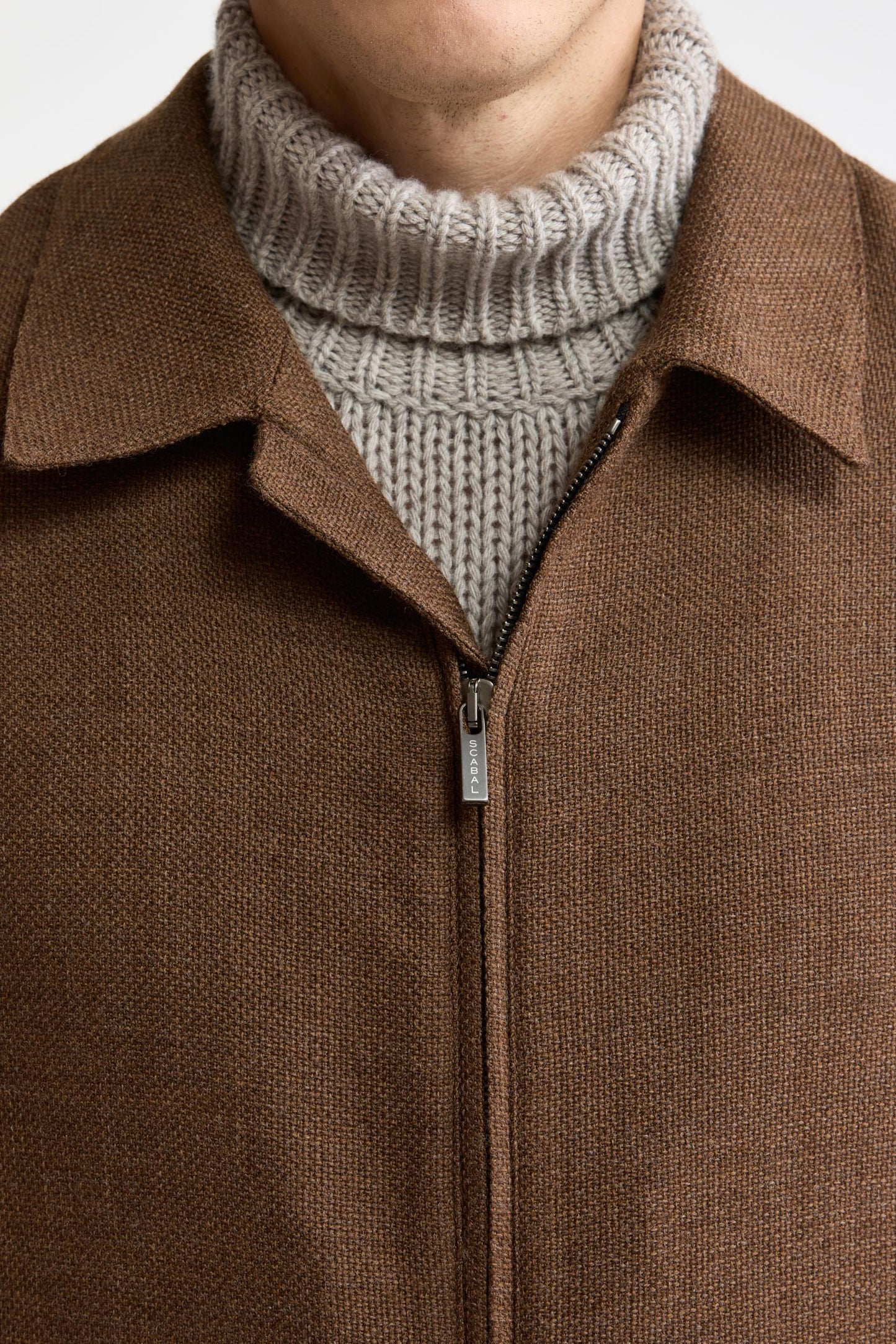 Medium Brown 100% Wool Warwick Bomber Jacket Mistral