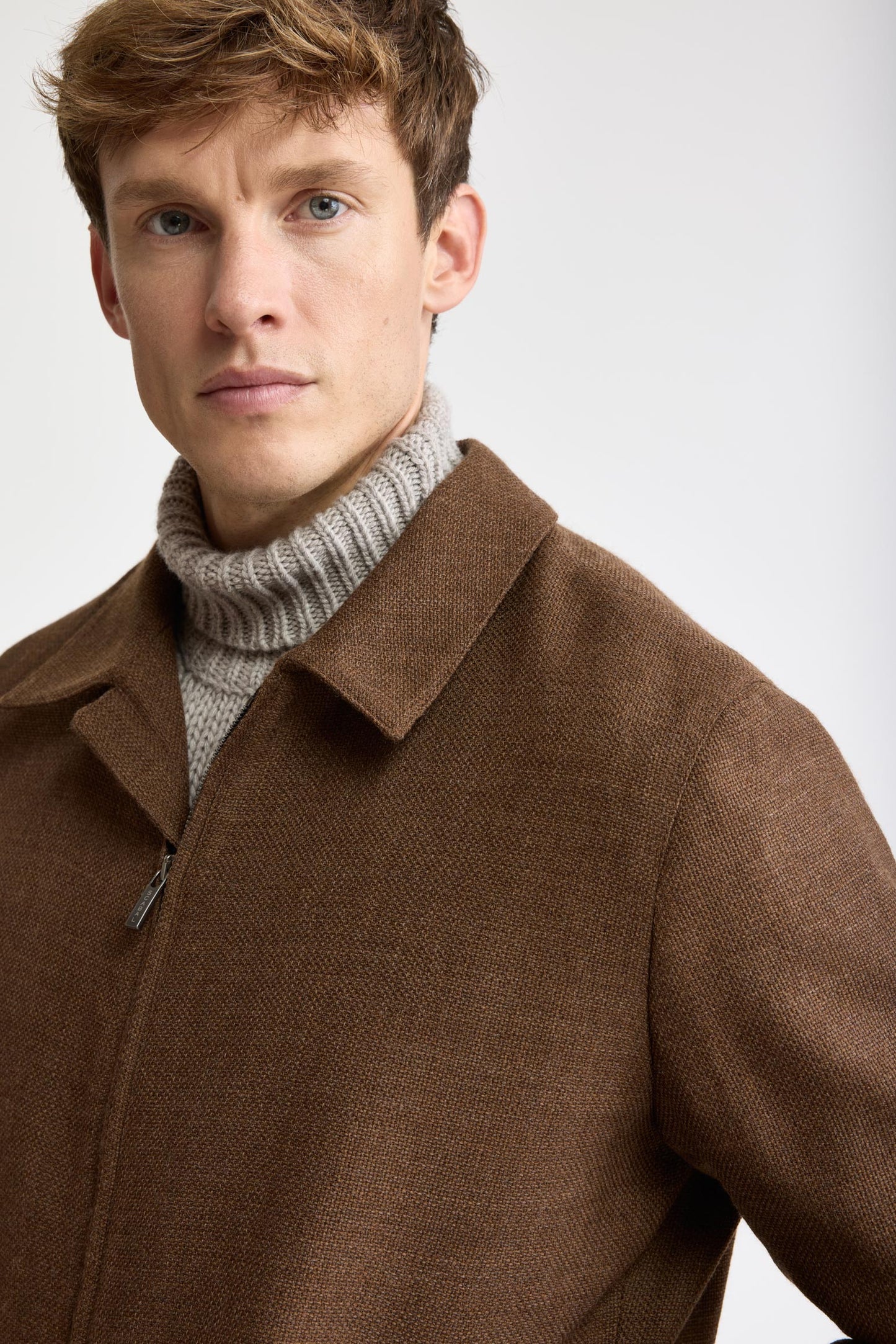 Medium Brown 100% Wool Warwick Bomber Jacket Mistral