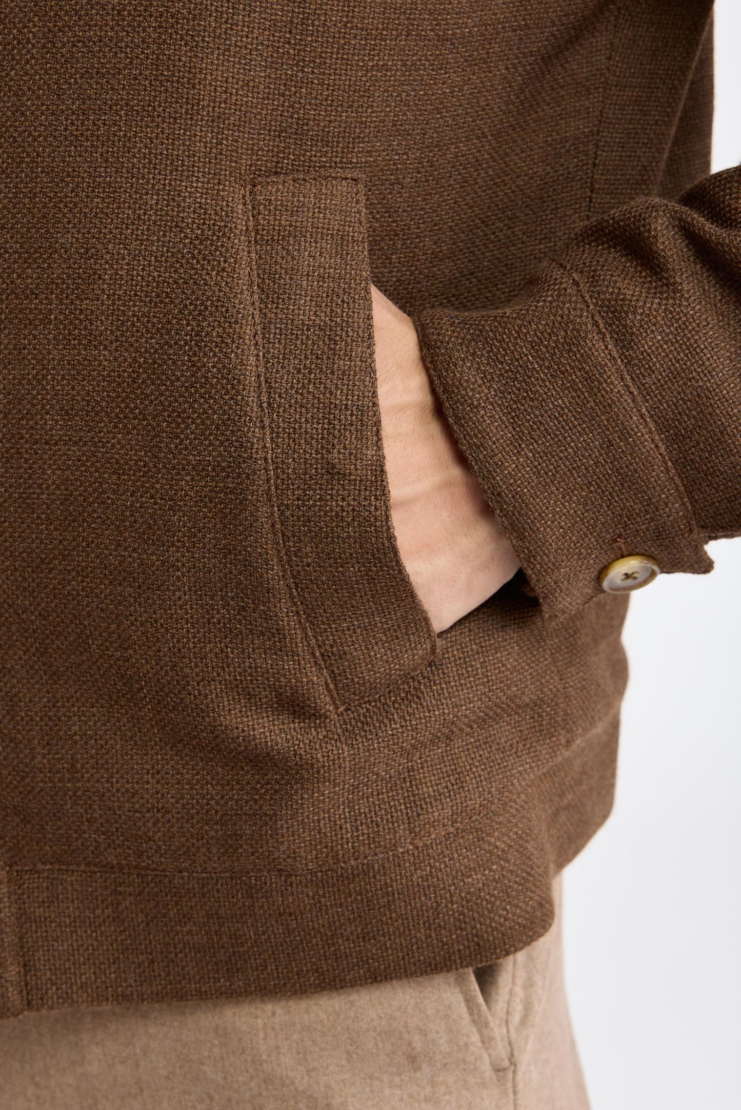 Medium Brown 100% Wool Warwick Bomber Jacket Mistral