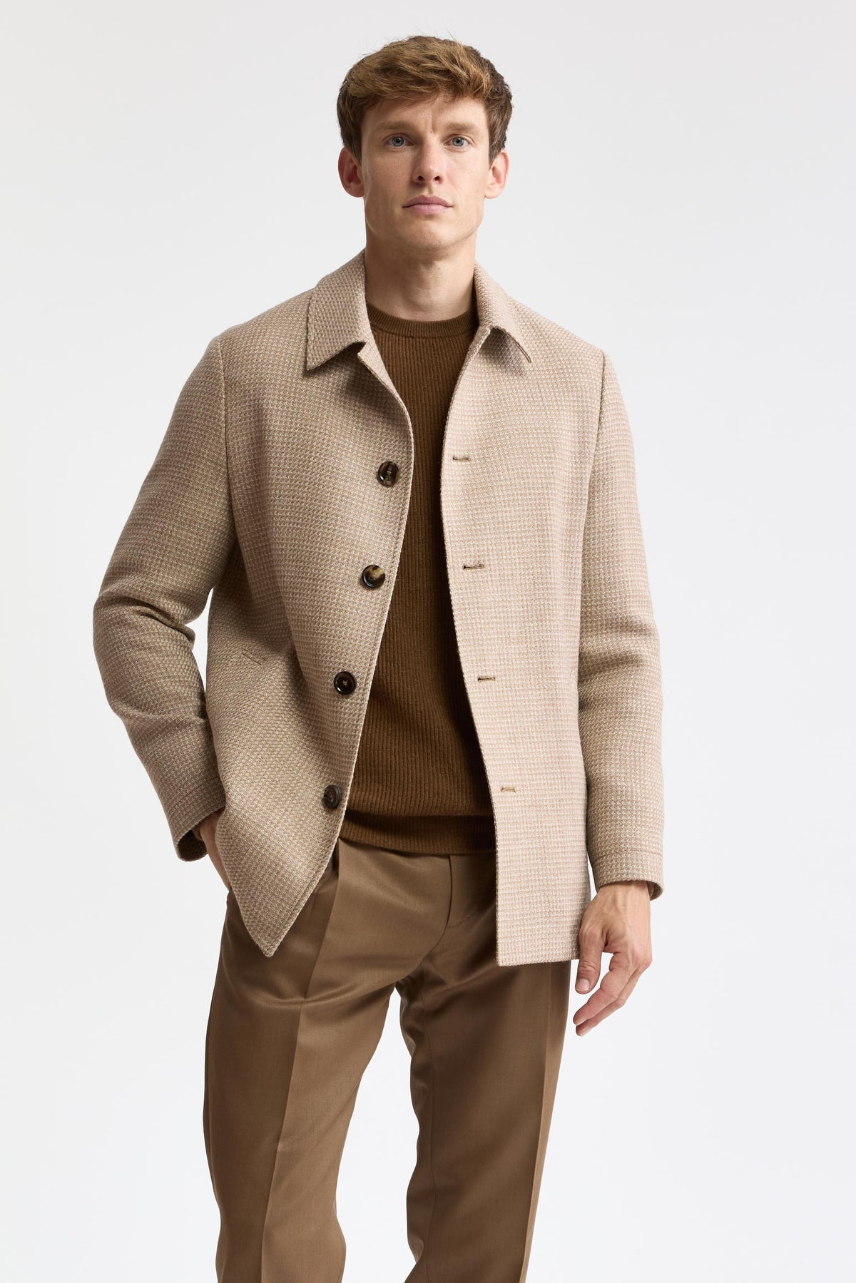 Hellbeige, 100 % Wolle, Troy-Jacke, Mistral