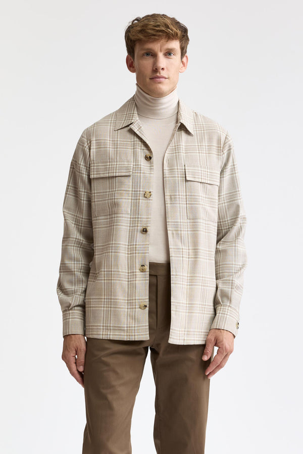 Hellkariertes, braunes Plymouth-Overshirt aus 100 % Wolle, Freestyle
