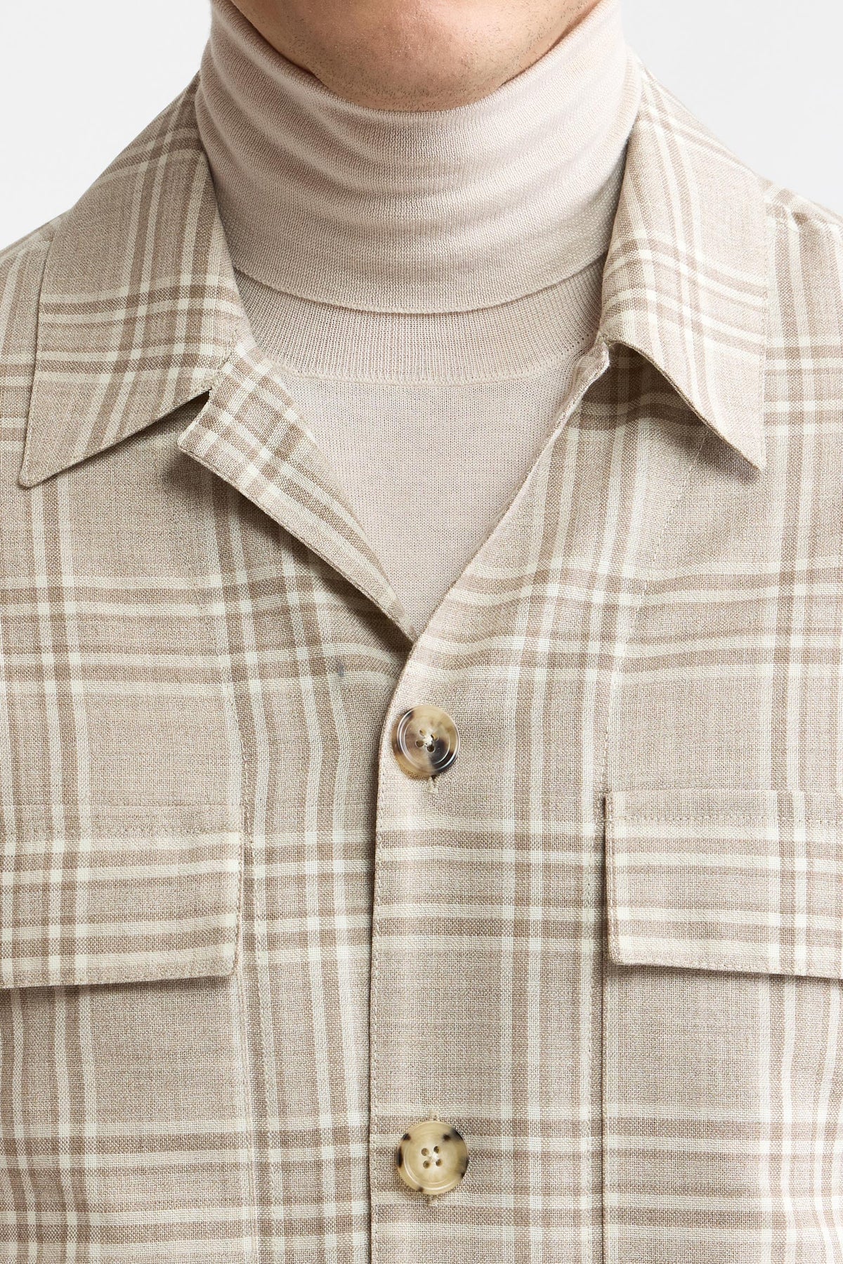 Hellkariertes, braunes Plymouth-Overshirt aus 100 % Wolle, Freestyle