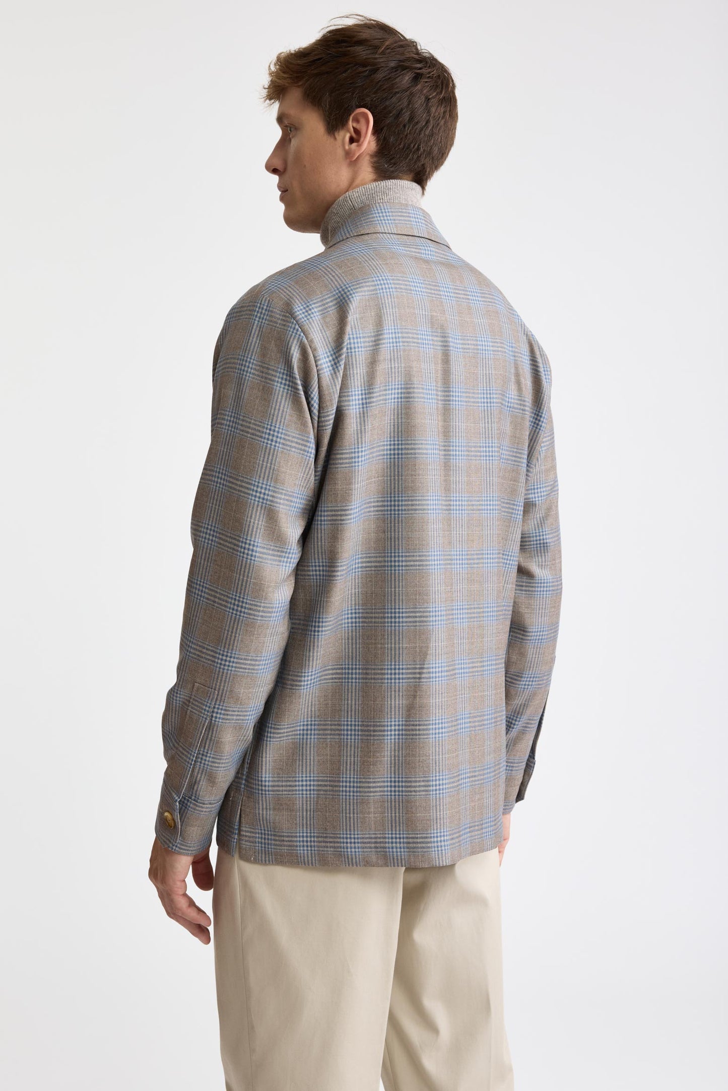 Medium beige 100% wol Super 130's Plymouth-overshirt Cascade