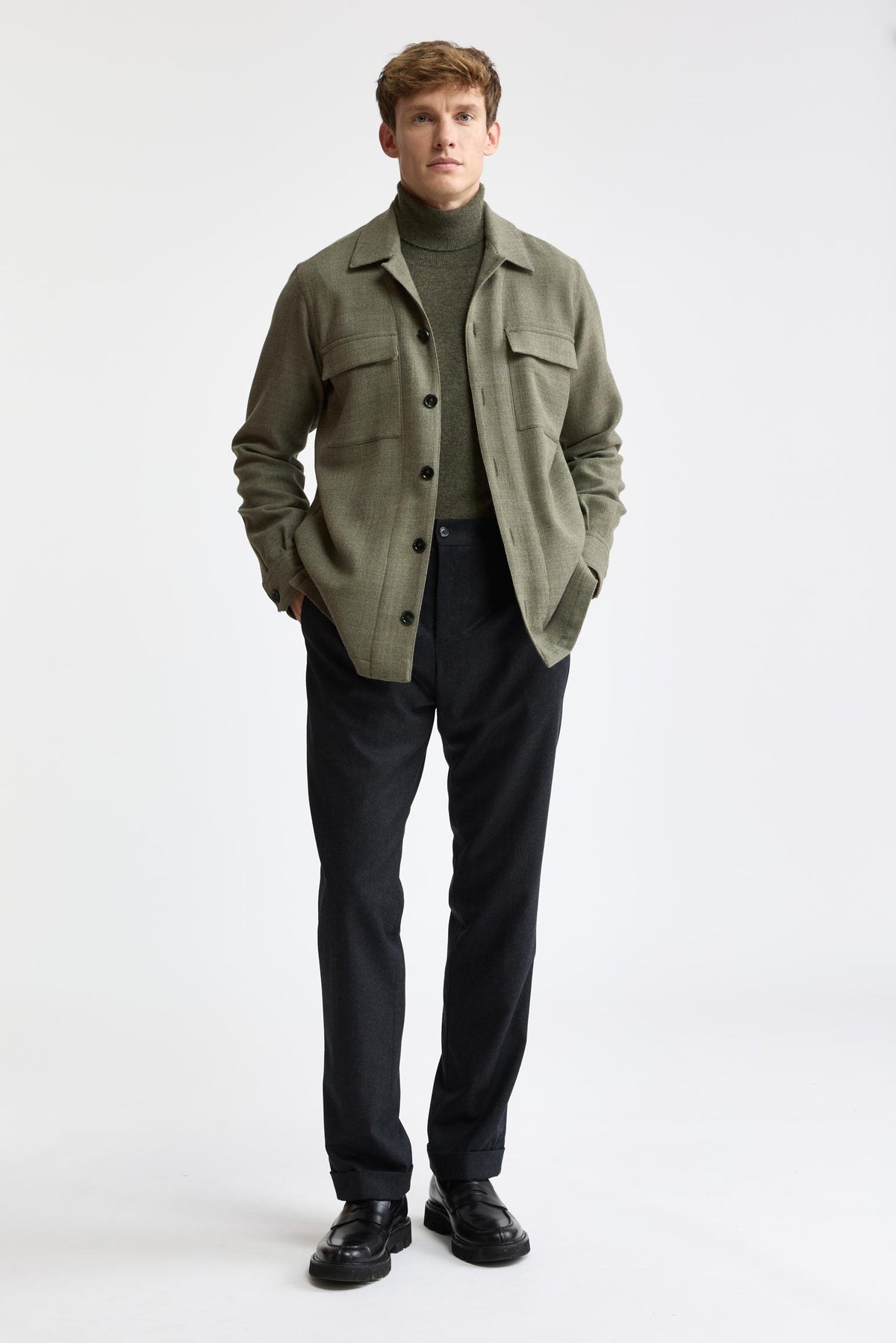 Lichtgroen 100% wol Plymouth-overshirt Mistral