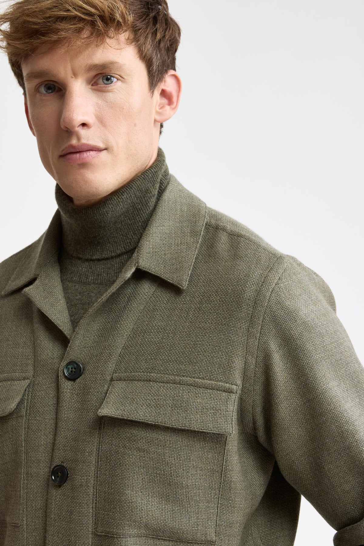 Lichtgroen 100% wol Plymouth-overshirt Mistral