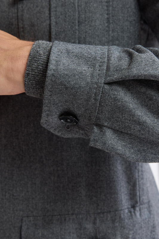 Veste safari Exmoor gris clair, 100 % laine Super 100's, en flanelle et saxony