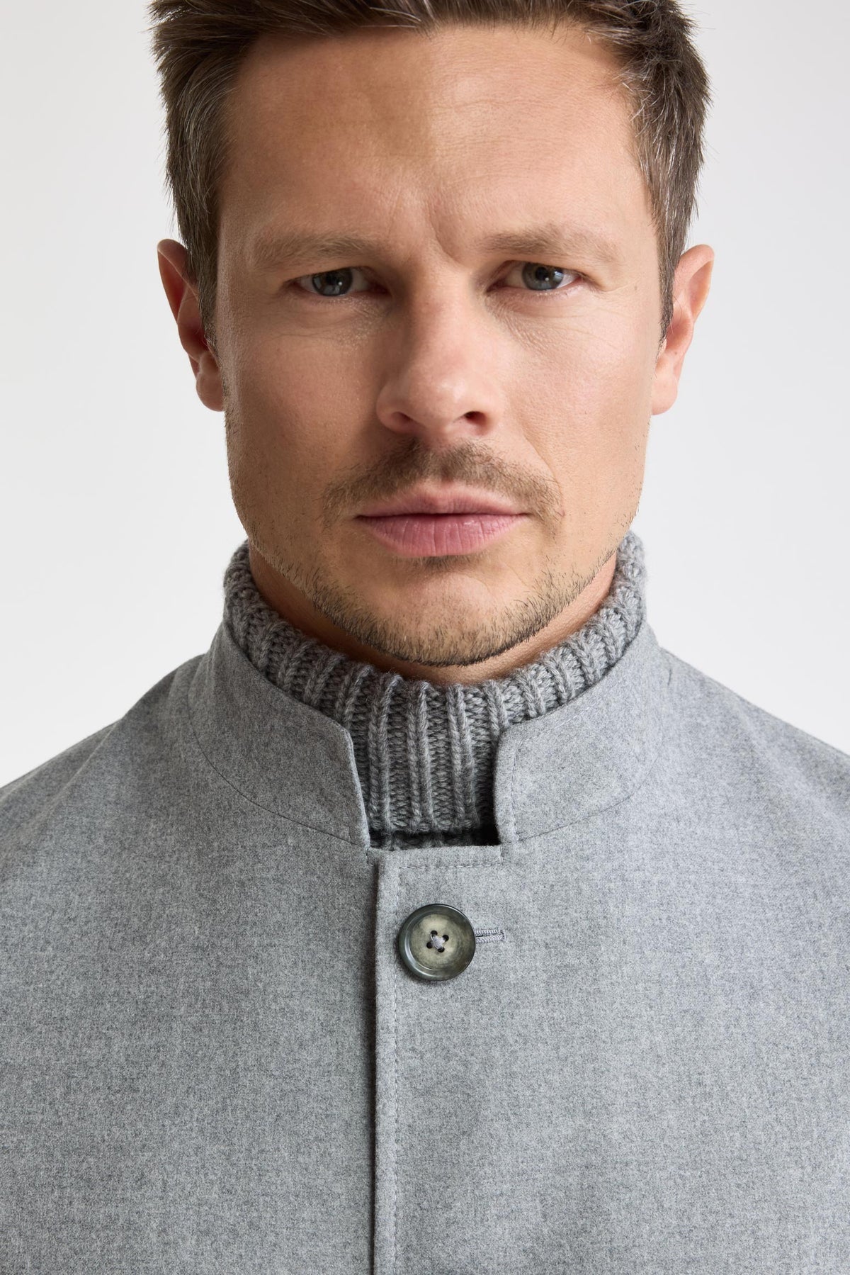 Light Grey 100% Wool Super 120's Troy Jacket Flannel & Saxony