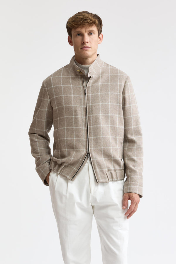 Hellbeige, aus Wolle und Baumwolle: Warwick-Bomberjacke „Mistral“