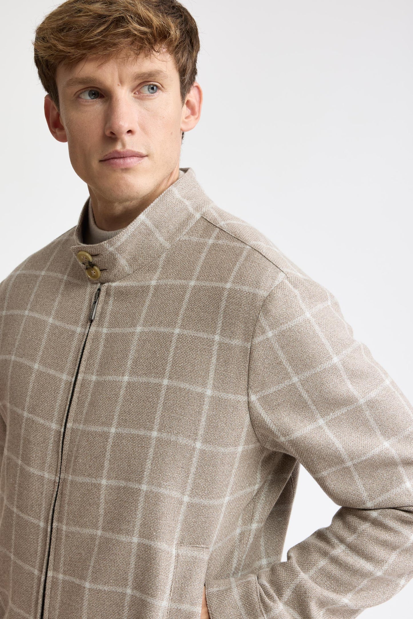 Hellbeige, aus Wolle und Baumwolle: Warwick-Bomberjacke „Mistral“