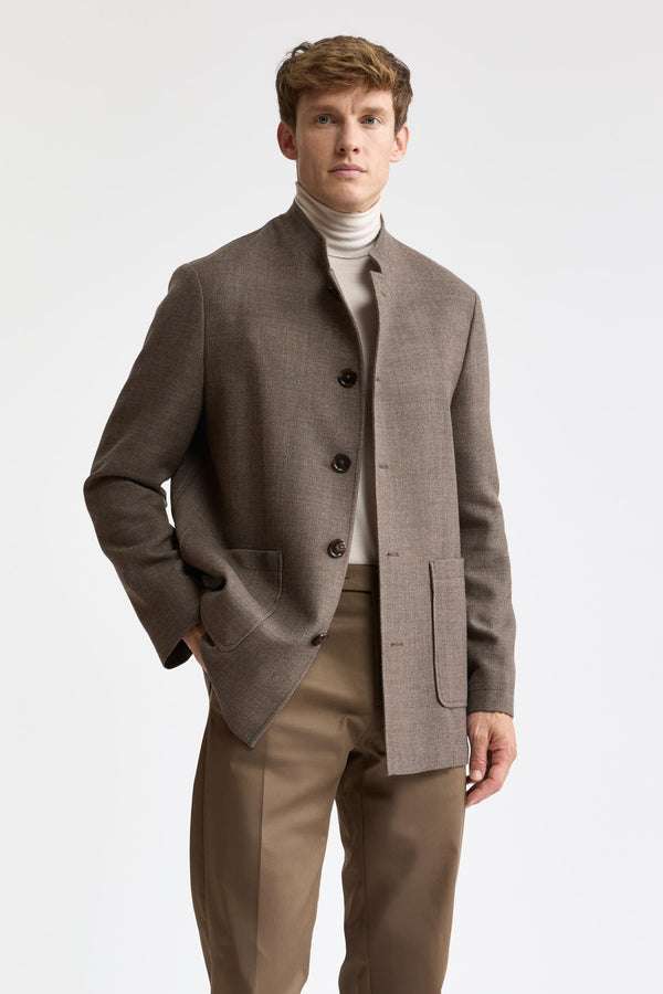Hellbraune Jacke „Troy“ aus 100 % Wolle, Modell „Mistral“