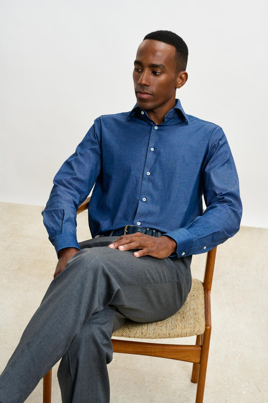 Denim Casual Long Sleeve Shirt Rinse - View 5