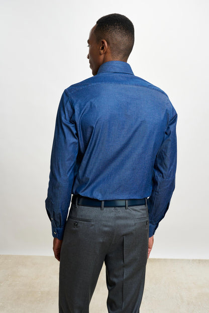 Denim Casual Long Sleeve Shirt Rinse - View 6