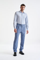 Light Steel Blue Cotton Piquet Casual Shirt - View Three