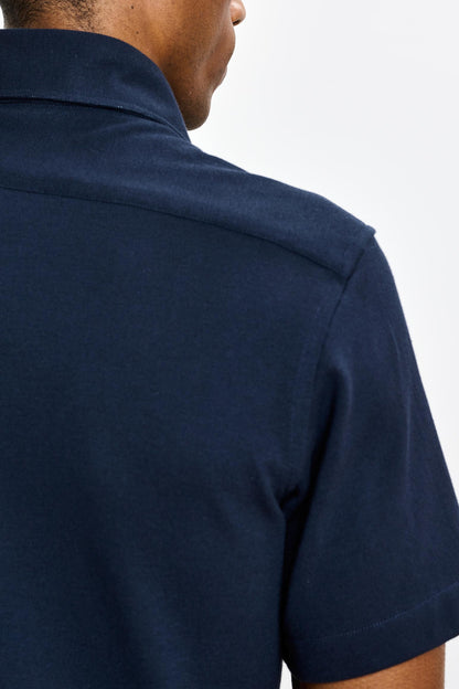 Cotton Piquet Polo Shirt Navy - View 5