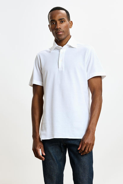 Cotton Piquet Polo Shirt White - View 1