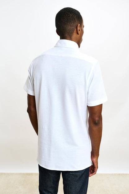 Cotton Piquet Polo Shirt White - View 3