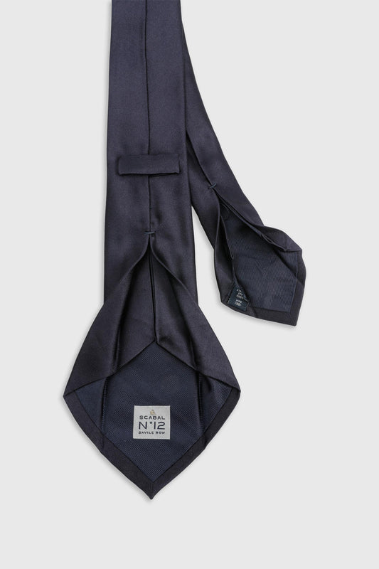 Silk Satin 7 Fold Tie Midnight Blue - View 2