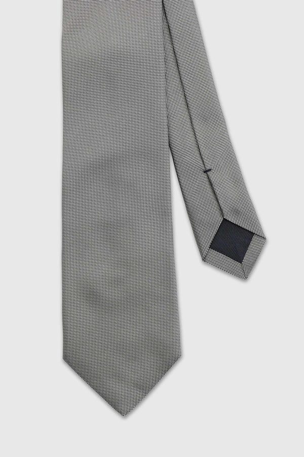 Silver Grey Handmade Silk Birdseye Weave Tie