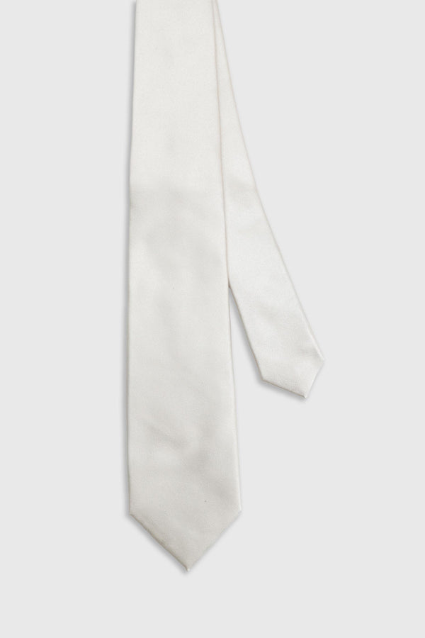 Cravate 7 Plis En Satin De Soie Crème