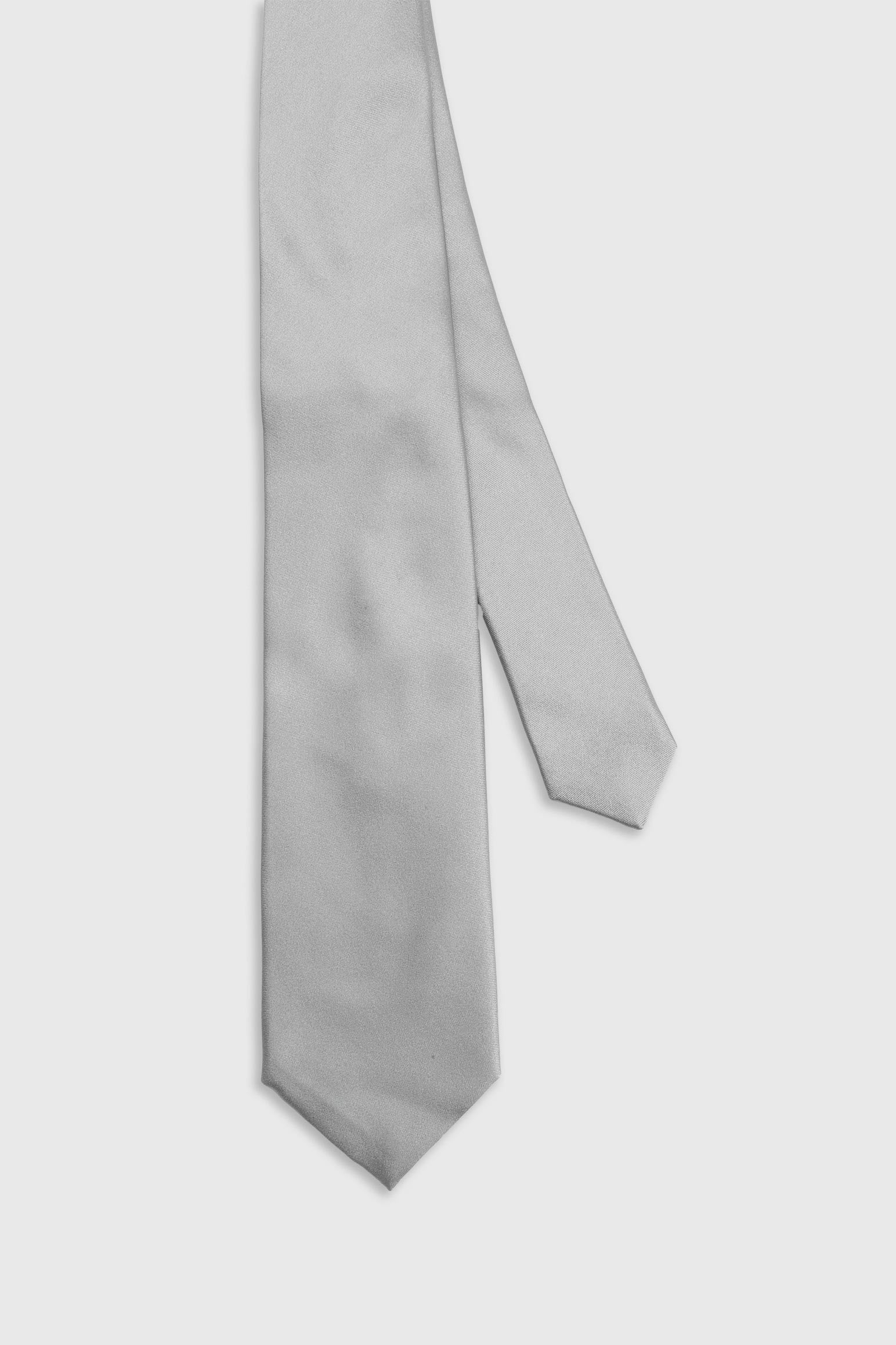 Silk Satin 7 Fold Tie Silver Grey - View 1