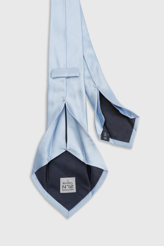 Silk Satin 7 Fold Tie Pale Blue - View 2