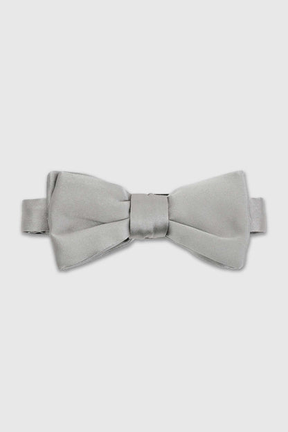 Pre-Tied Silk Satin Bow Tie Grey