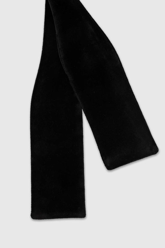 Self-Tie Cotton Velvet Bow Tie Black