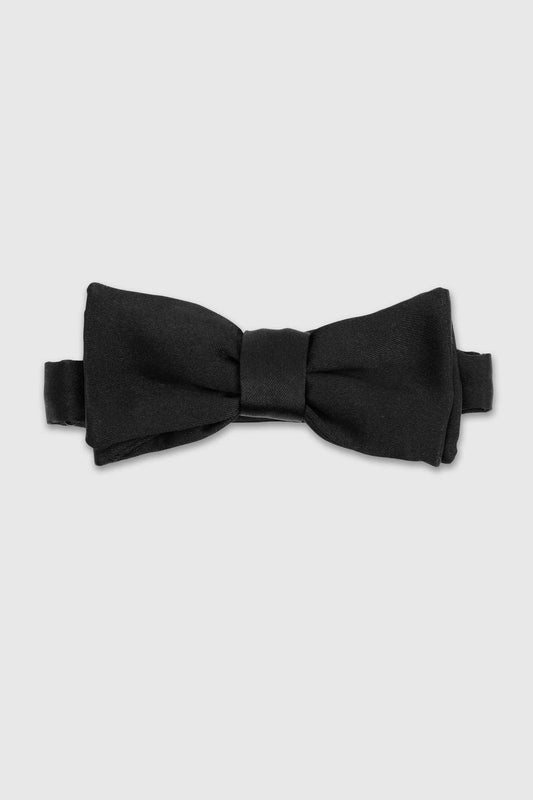 Pre-Tied Silk Satin Small Bow Tie Black