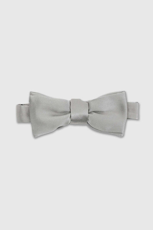 Pre-Tied Silk Satin Small Bow Tie Grey