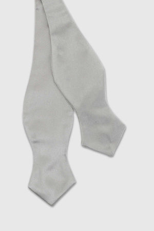 Self-Tie Diamond Point Silk Satin Bow Tie Grey