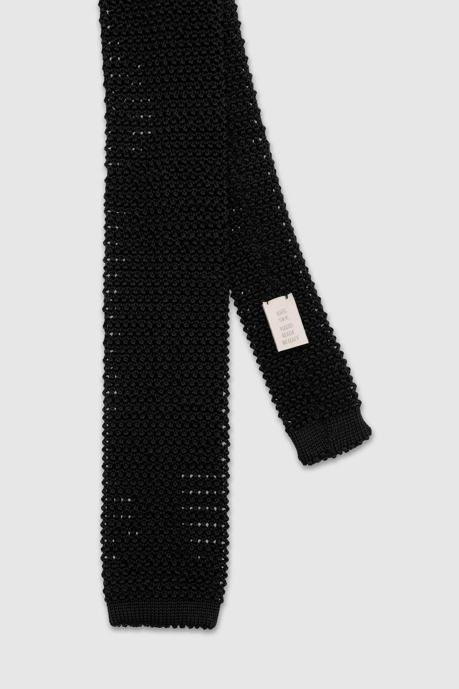 Knitted Silk Tie Black – Scabal