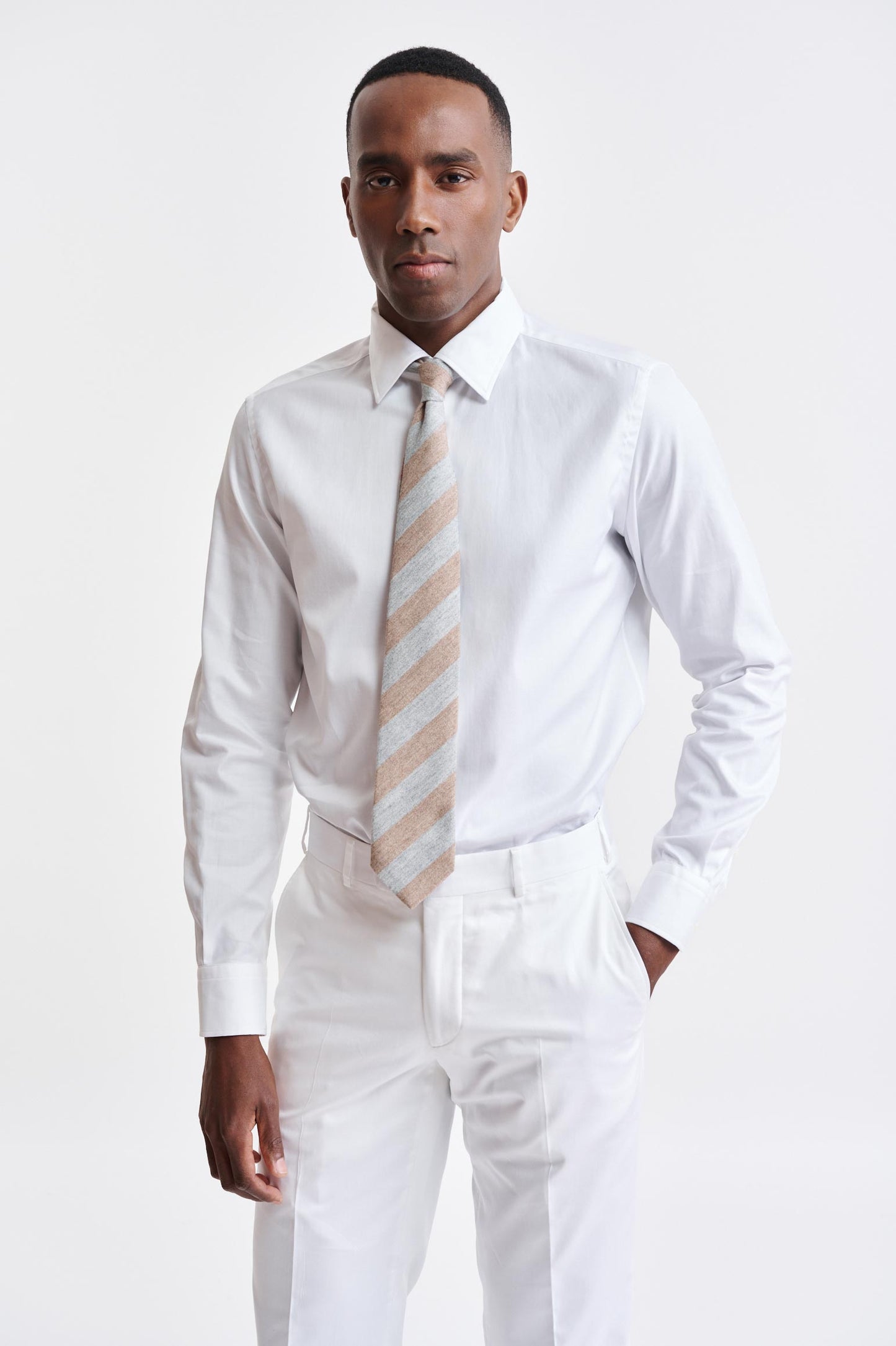 Beige Stripes 100% Silk Tie